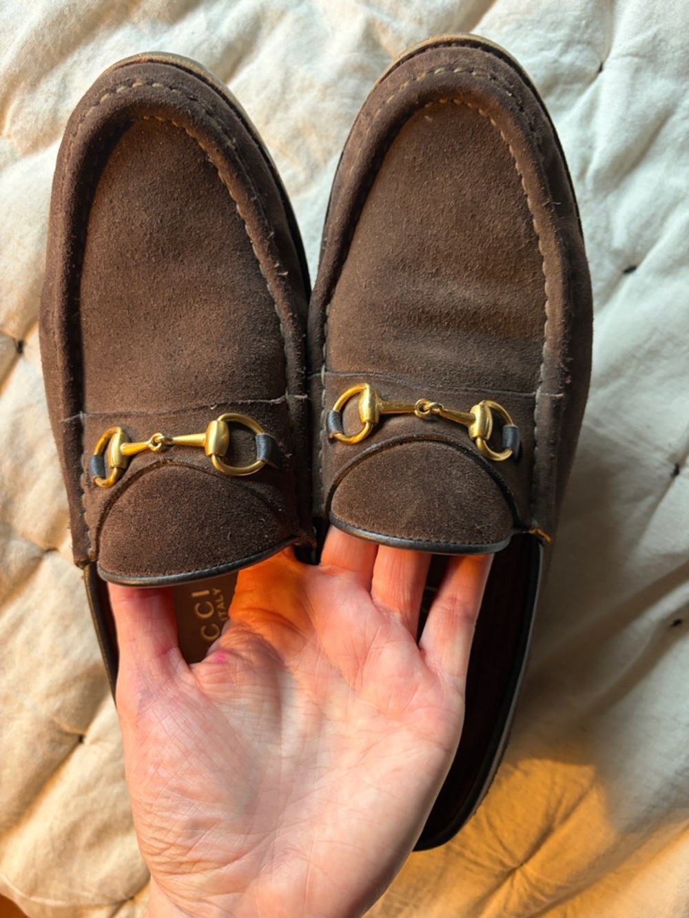 Gucci Brown Suede Horsebit Loafers - Picture 7 of 9